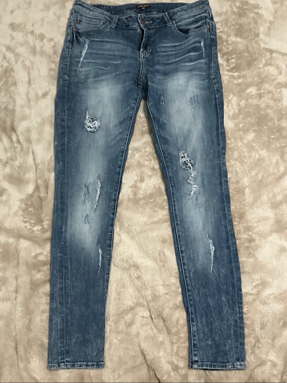 Dear John Distressed Dark Blue Skinny Jeans